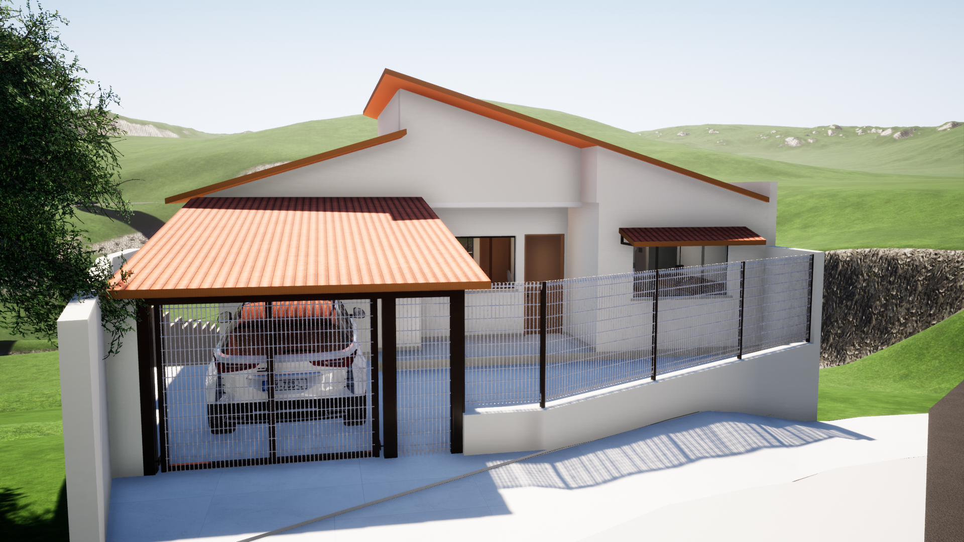 Vista externa com piscina