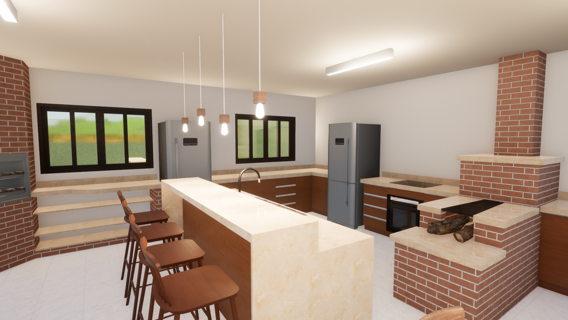 Cozinha da casa de campo