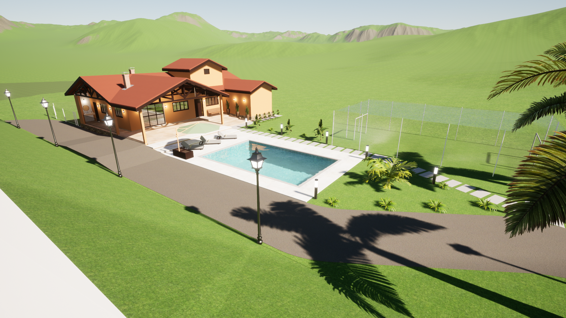 Vista externa da casa de campo