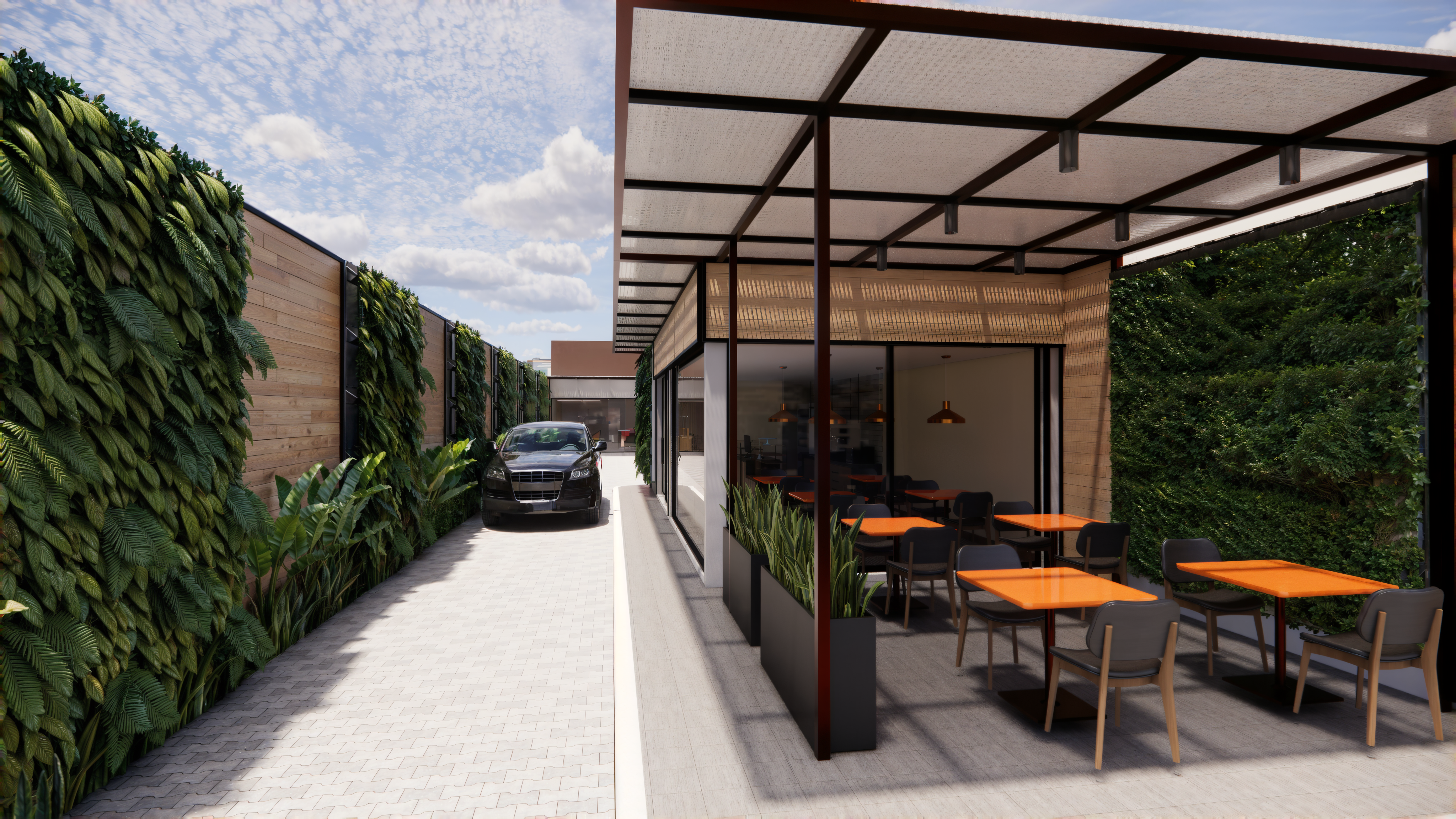 Fachada do centro comercial